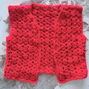 Handmade Crochet Vest in Vibrant Red